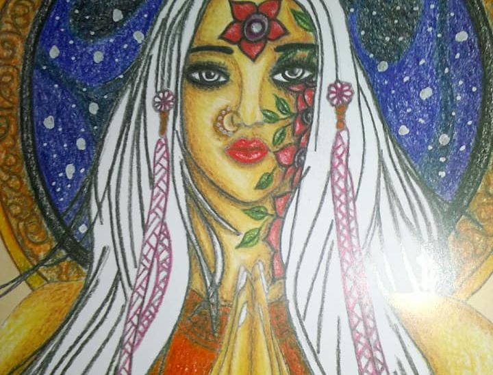 Namaste Girl Art by Sujata Nandy